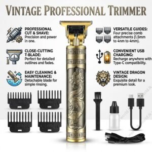 Rechargeable Vintage Professional T9 Full Set of Hair Trimmer VPPT